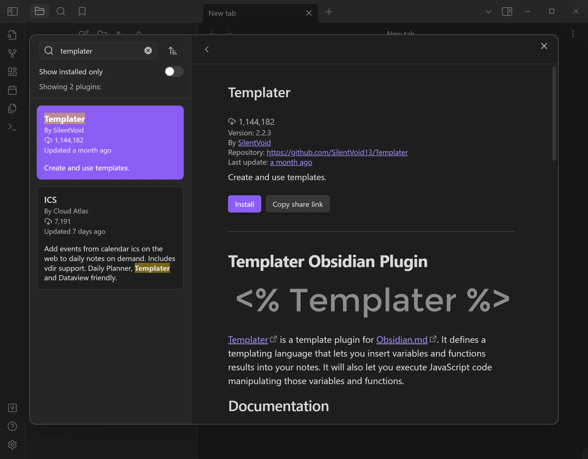 Templater plugin